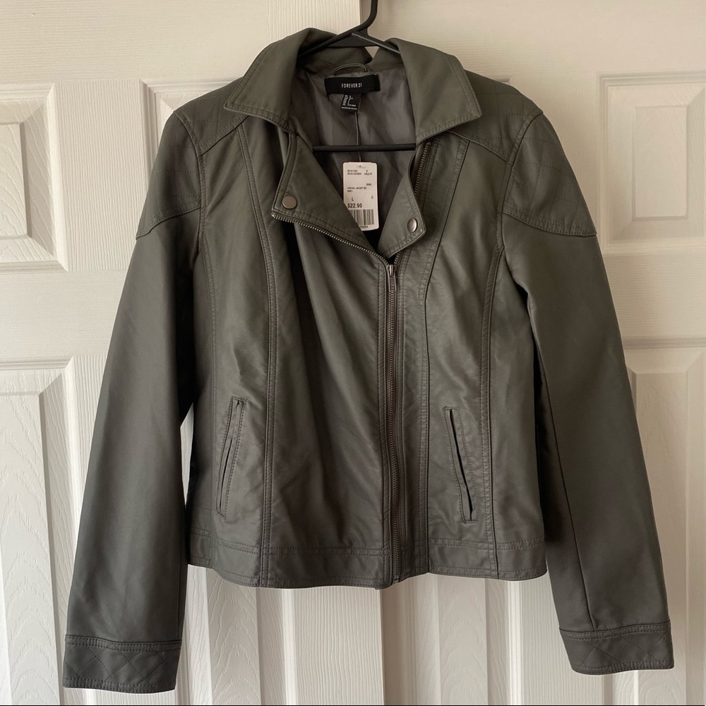 Grey faux leather jacket